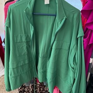 Rae Mode Green Windbreaker Cropped Jacket for Women